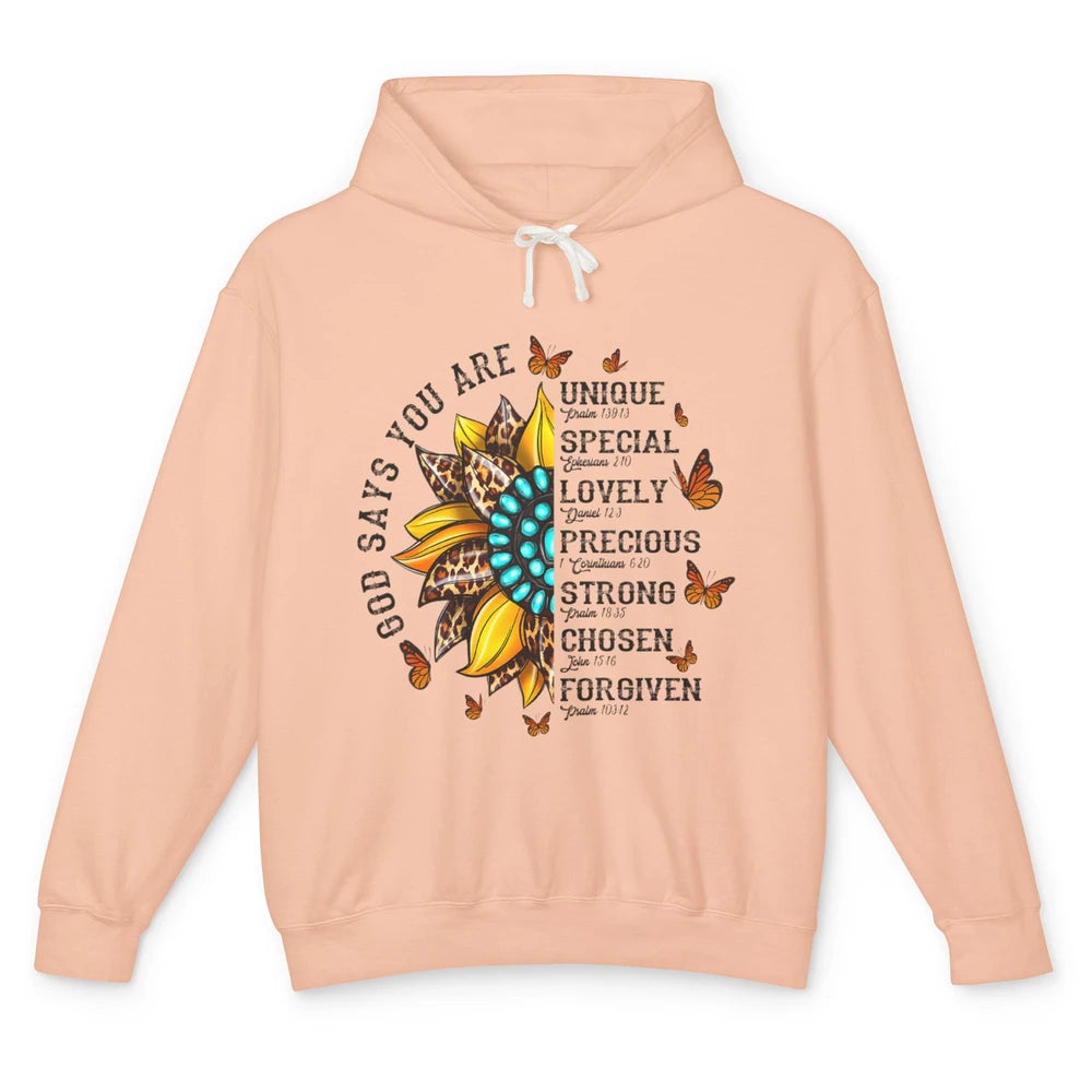 Sunflower Jesus Faith Christian God Bible Verse Religious Unisex Lightweight Hoodie