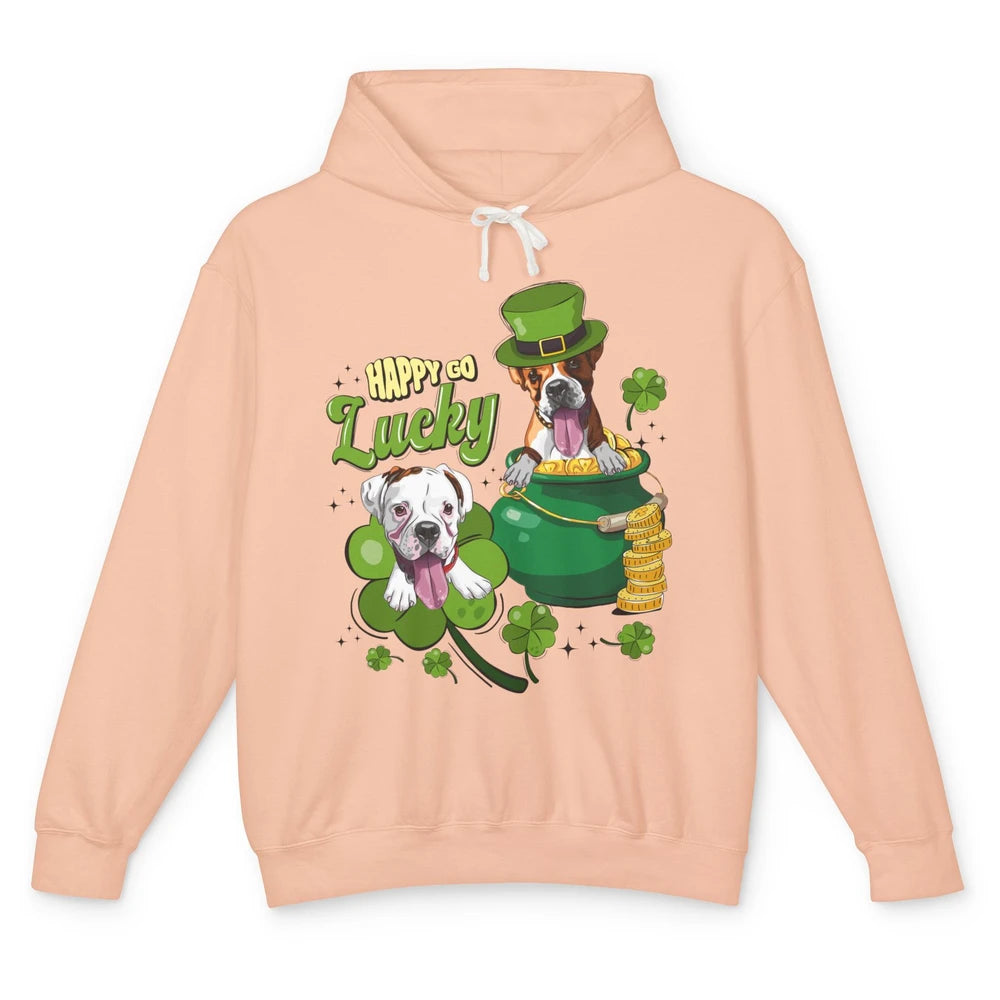 Happy Go Lucky Boxer St Patrick's Day Lucky Boxer Dog Irish Unisex Lightweight Hoodie