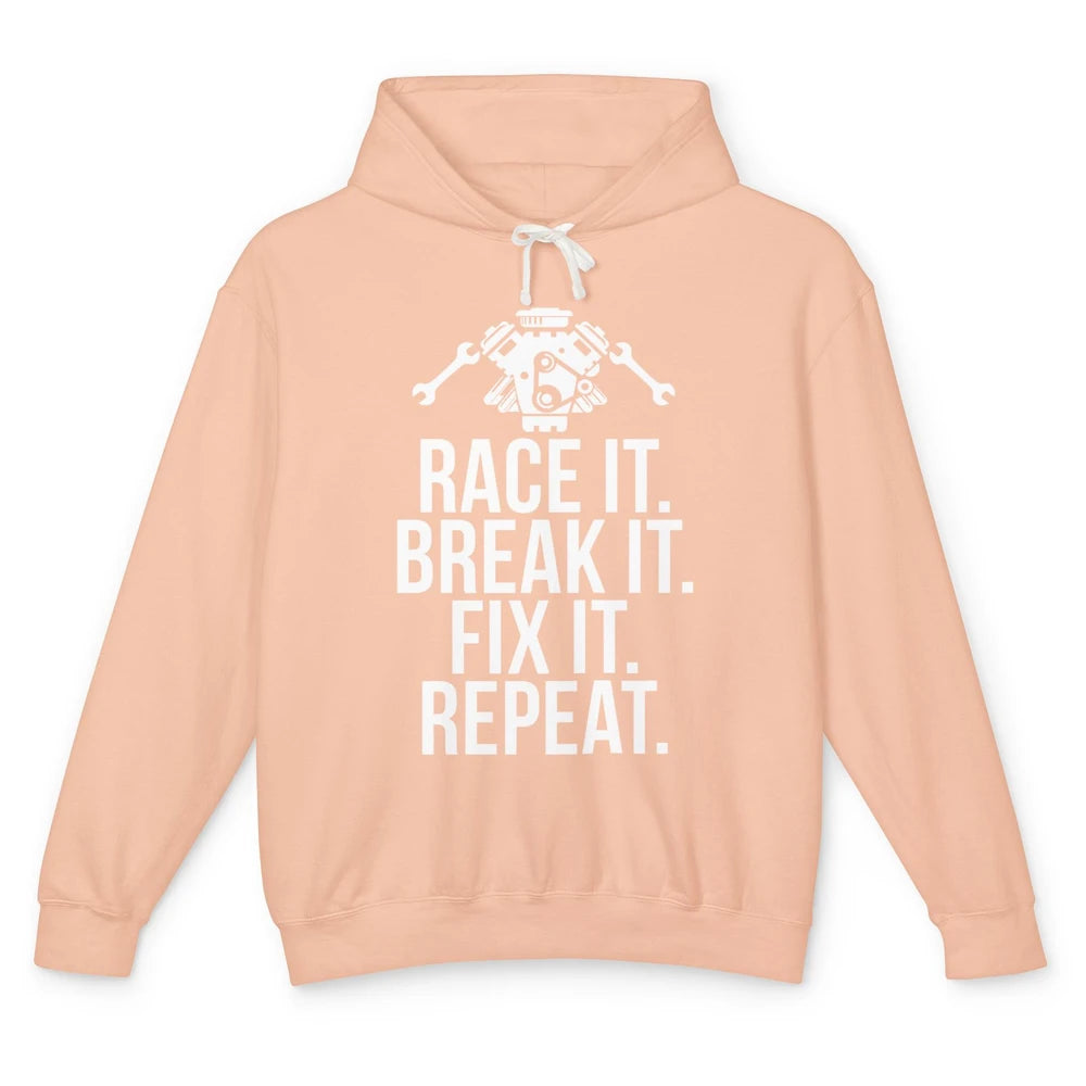 Race Break Fix It Dirt Racing Retro Sprint Car Speed Truck Unisex Lightweight Hoodie