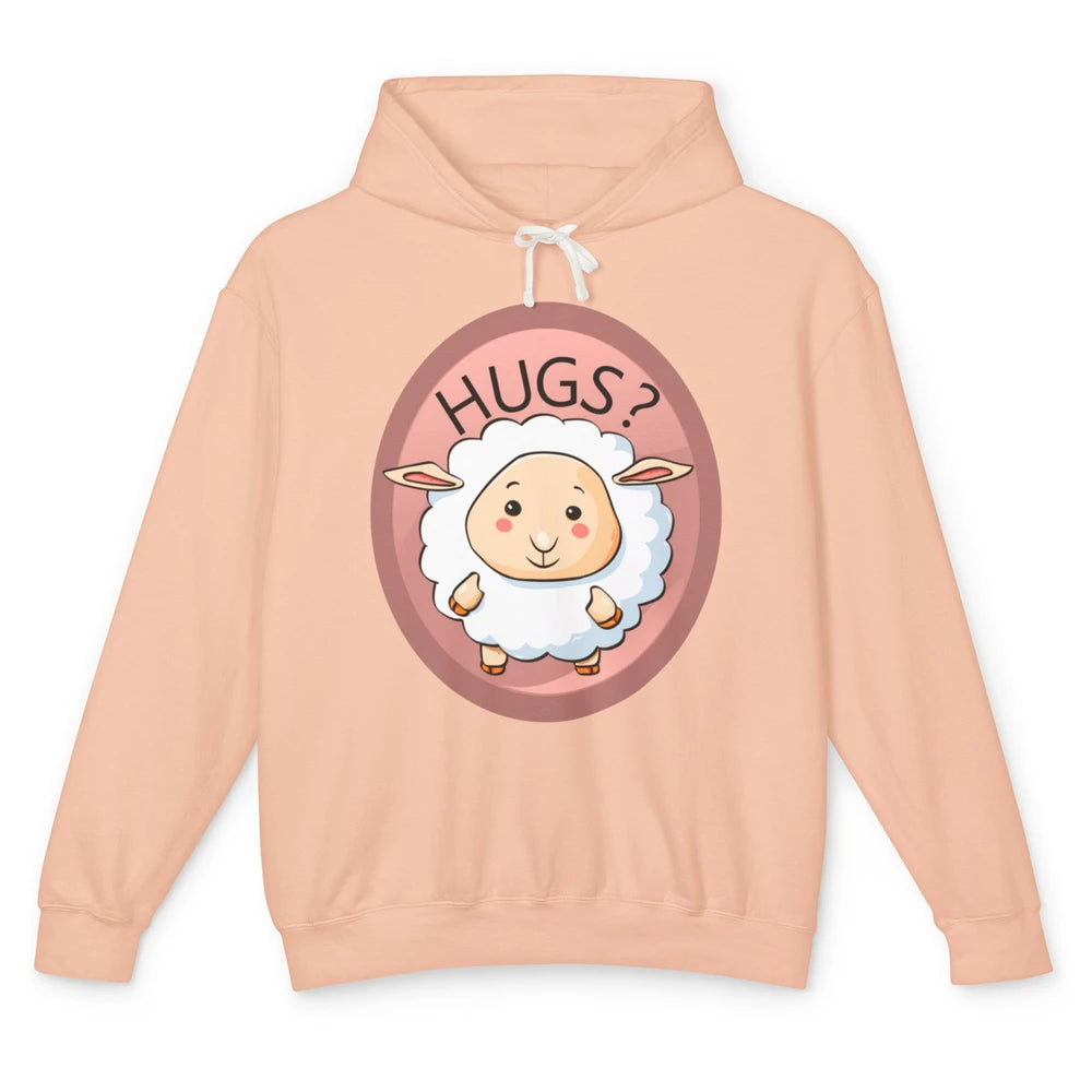 Cute Hugs Baby Sheep Shepherd Lamb Farm Animal Farmer Kawaii Unisex Lightweight Hoodie