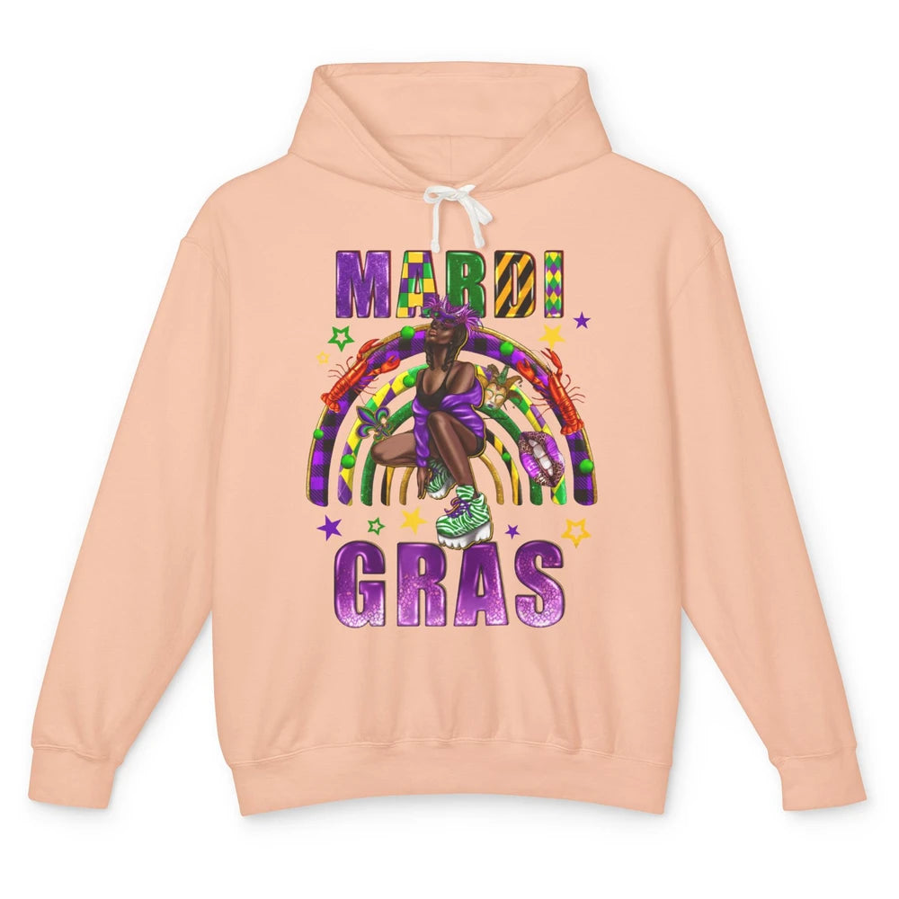 Mardi Gras Afro Woman Fat Tuesday New Orleans Carnivals Unisex Lightweight Hoodie