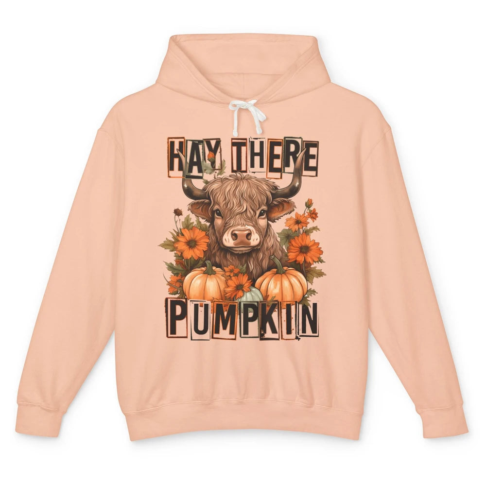 Hay Fall Highland Cow Pumpkin Western Country Farm Autumn Unisex Lightweight Hoodie