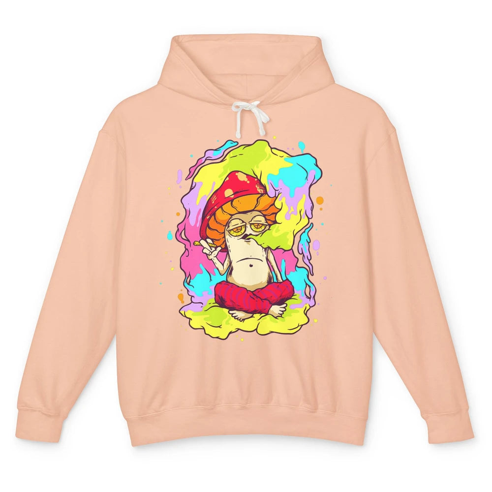 Stay Trippy Little Hippie Mushroom Cigarette Plant Retro 70s Unisex Lightweight Hoodie