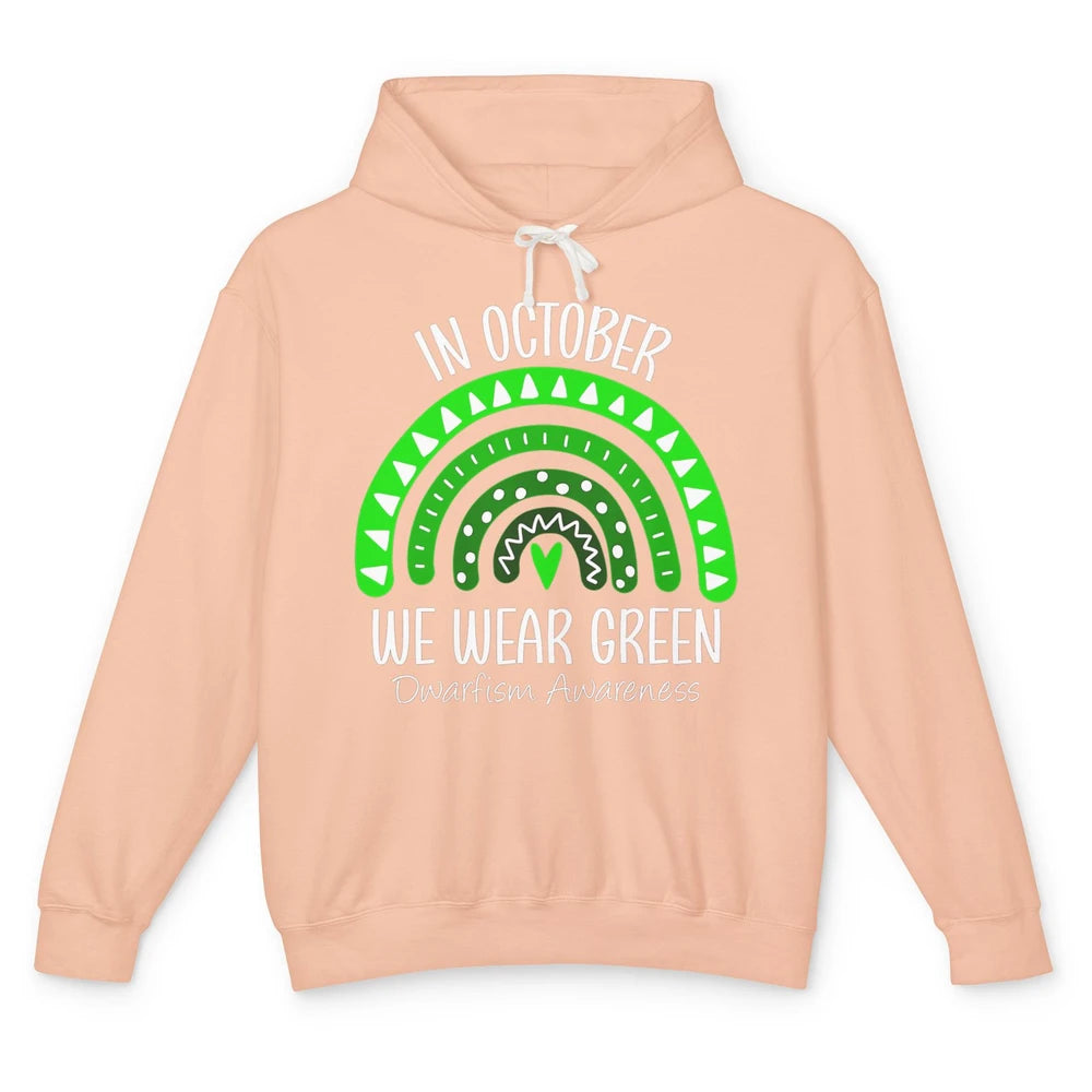 Dwarfism Awareness Month In October Wear Green Heart Rainbow Unisex Lightweight Hoodie