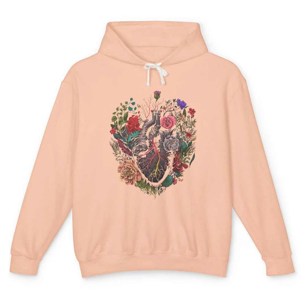 Anatomical Heart Show Your Love Anatomy Cardiologist Floral Unisex Lightweight Hoodie