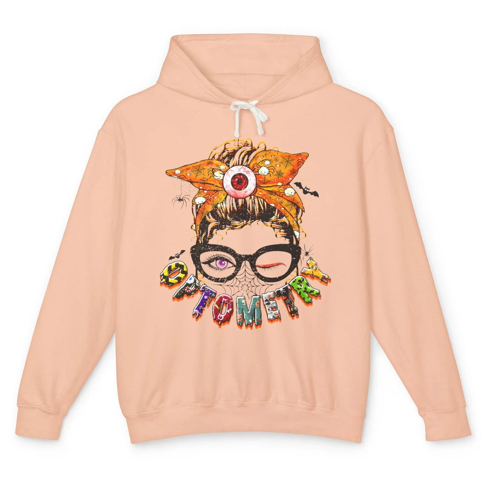 Optometry Messy Bun Glasses Halloween Optometrist Optician Unisex Lightweight Hoodie