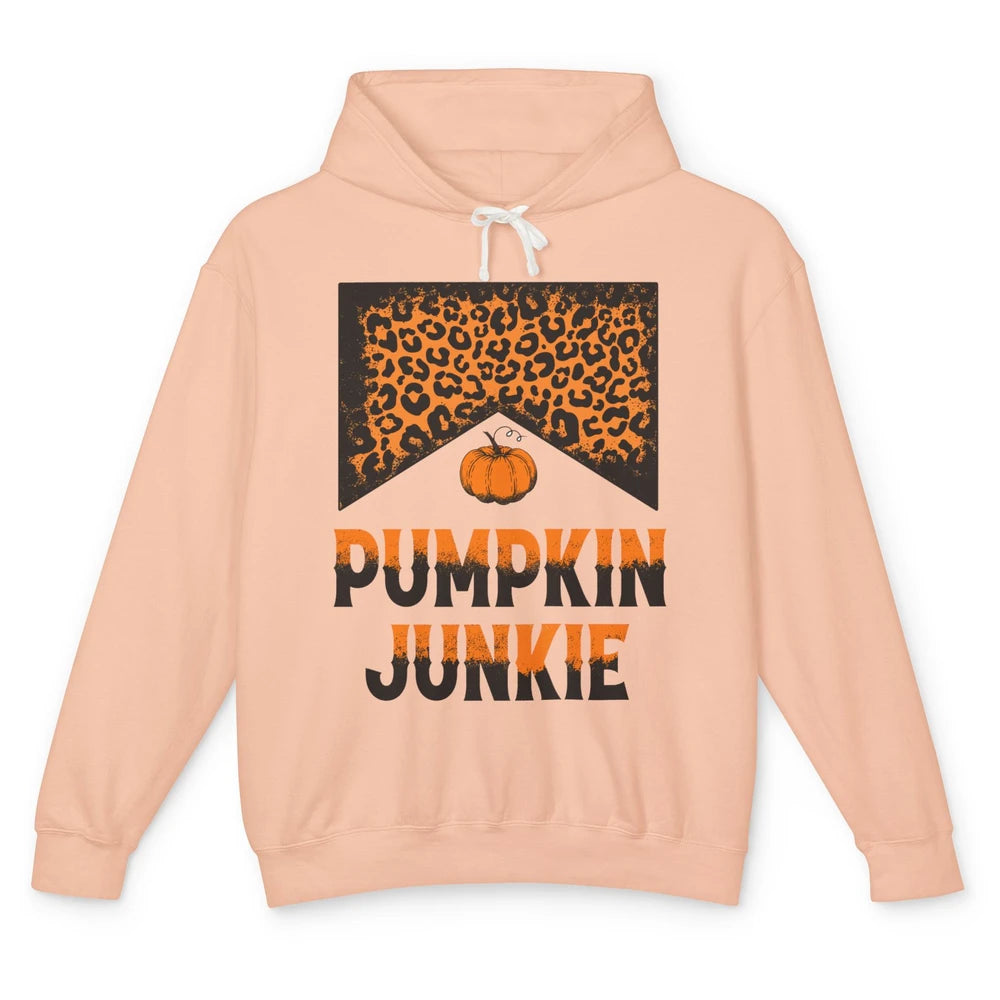 Retro Pumpkin Junkie Leopard Thanksgiving Western Country Unisex Lightweight Hoodie