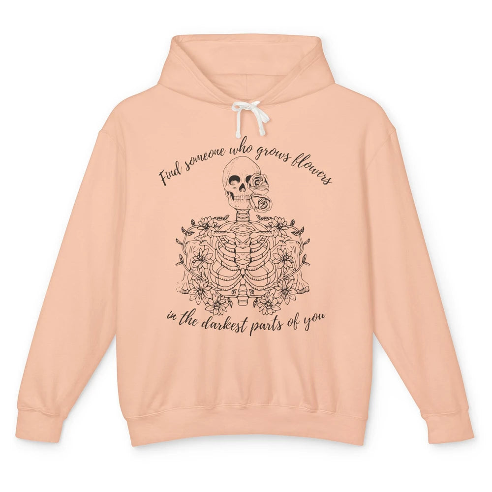 Floral Skeleton Find Someone Who Grow Flower Western Country Unisex Lightweight Hoodie