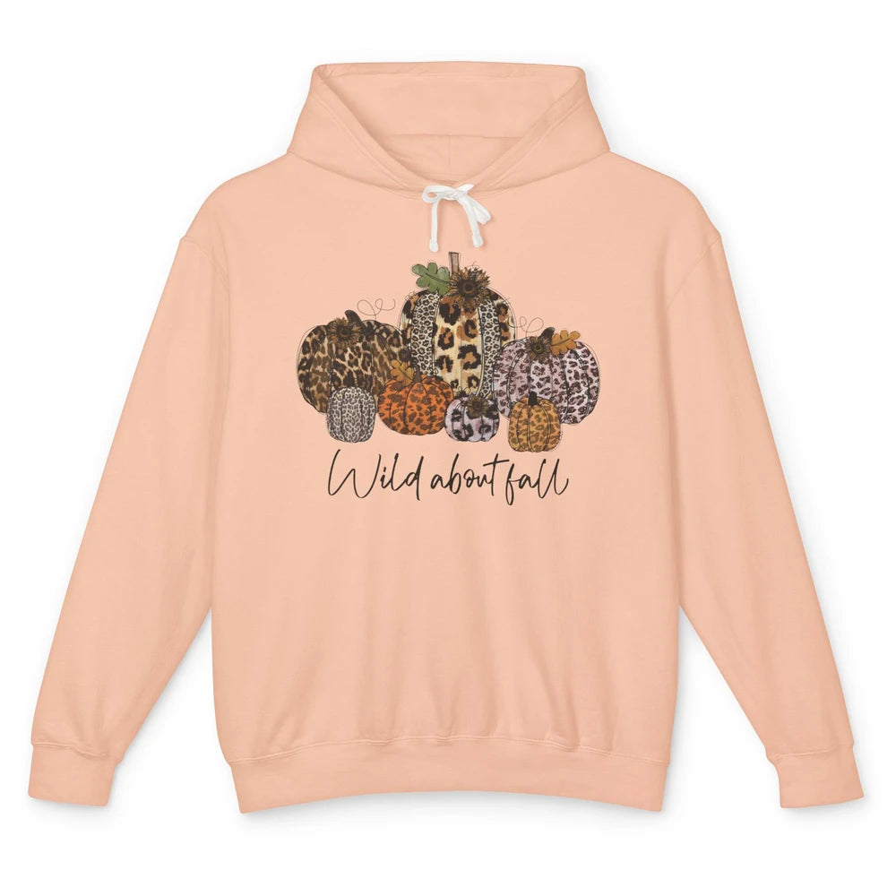 Leopard Pumpkin Patch Wild About Fall Thanksgiving Halloween Unisex Lightweight Hoodie