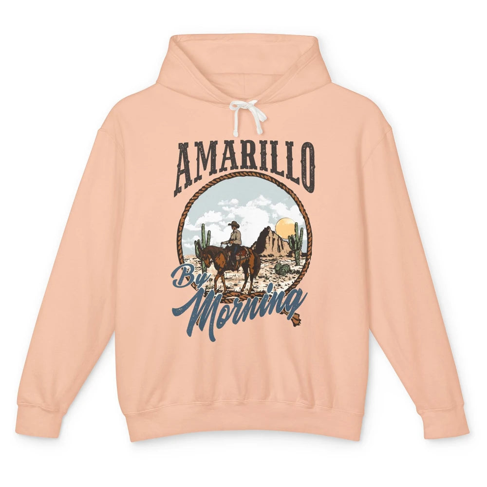 Retro Desert Cowboy Riding Horse Amarillo By Morning Western Unisex Lightweight Hoodie