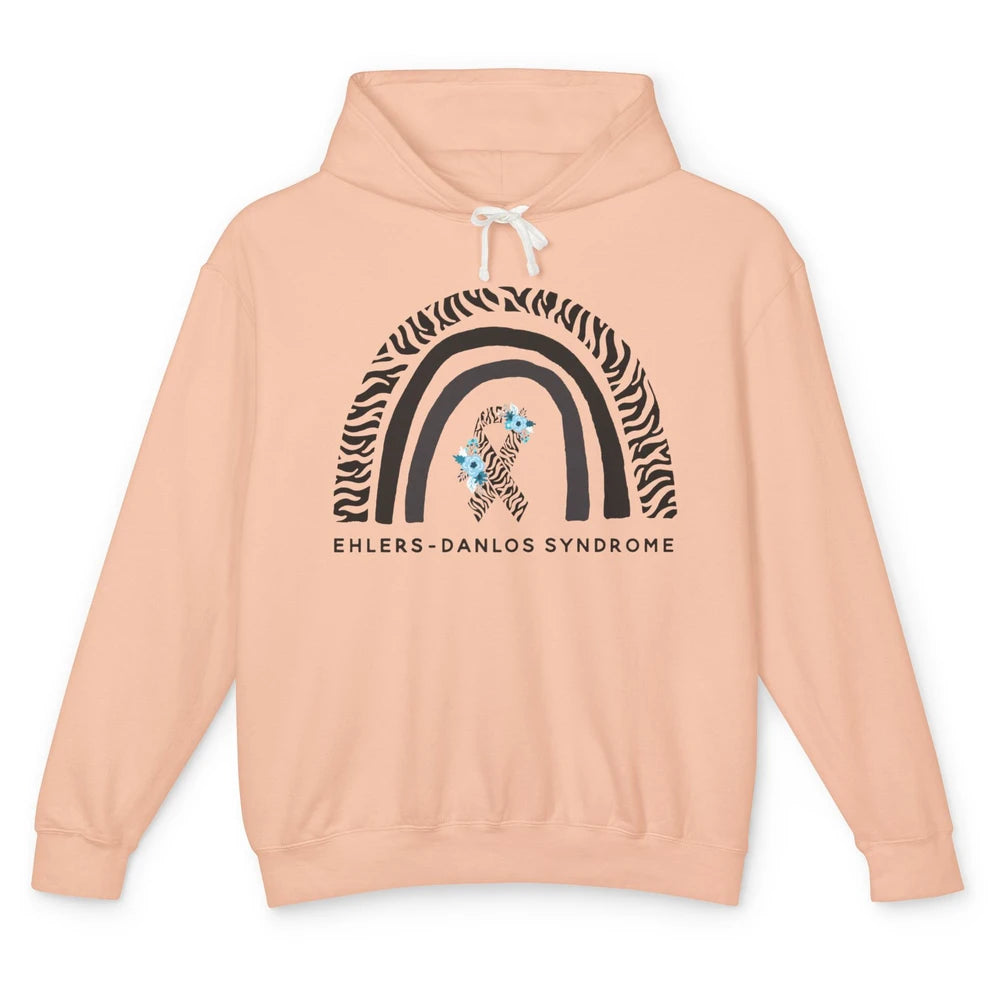 Ehlers Danlos Syndrome Awareness EDS Zibra Ribbon Rainbow Unisex Lightweight Hoodie