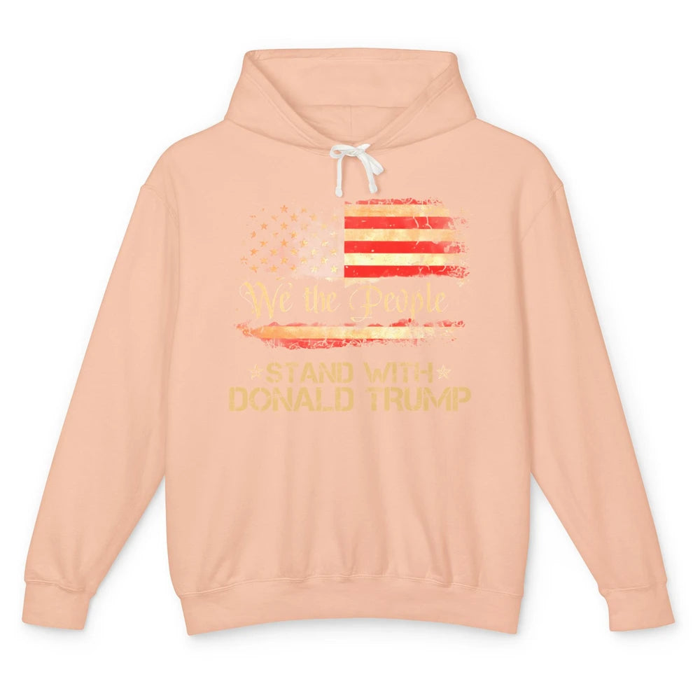 Retro US Flag We The People Stand With Donald Trump Return Unisex Lightweight Hoodie