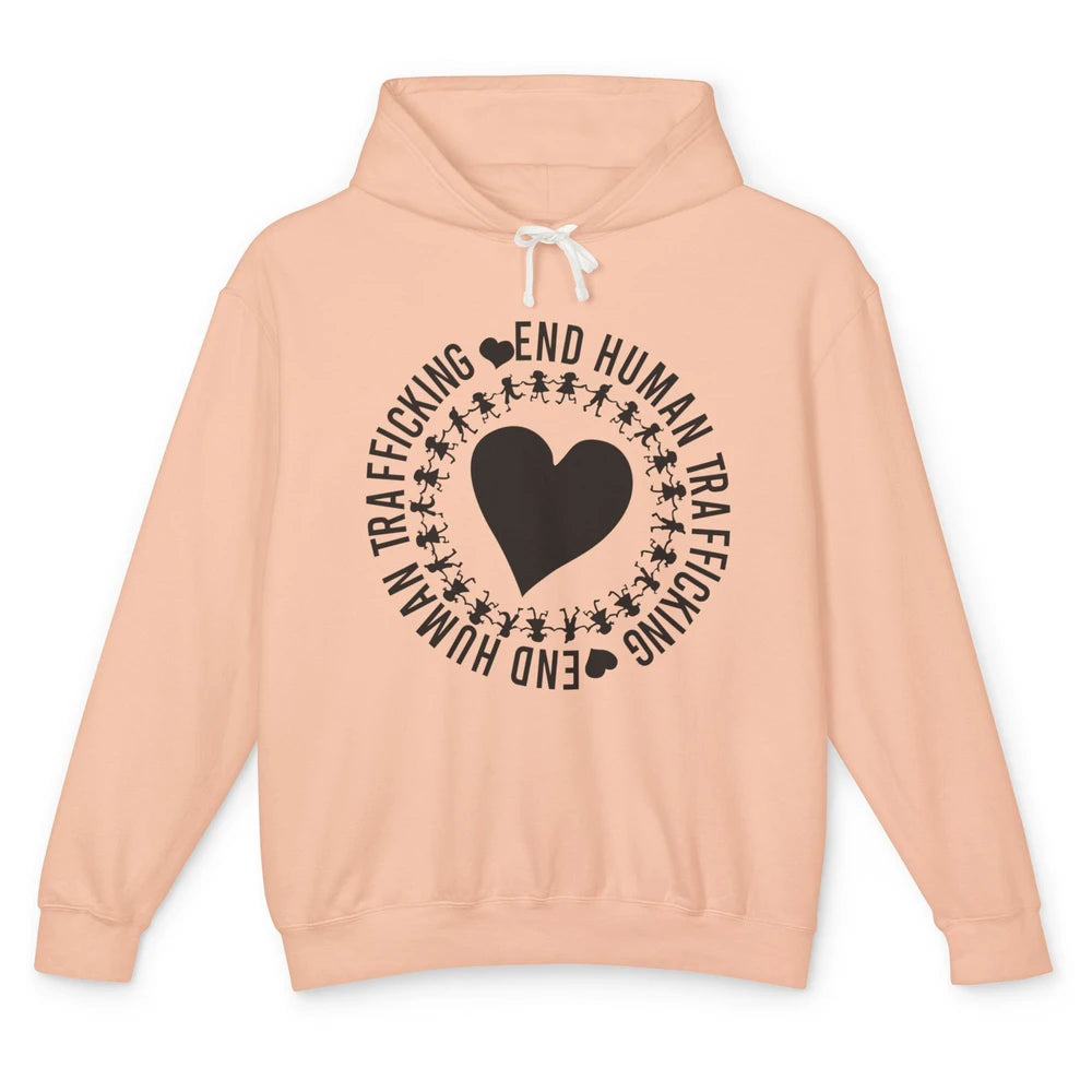 Save Our Children End Human Trafficking Awareness Heart Unisex Lightweight Hoodie