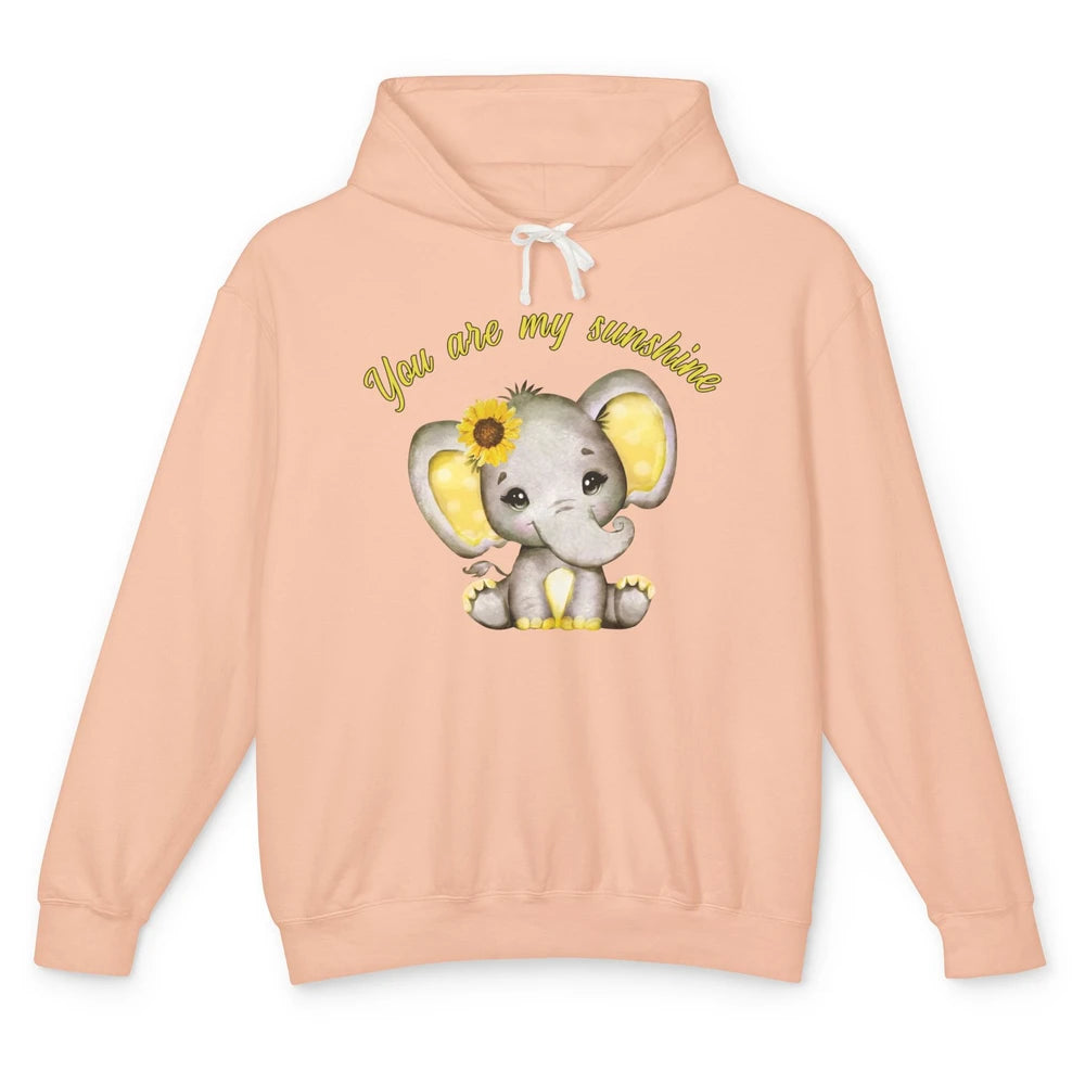 Sunflower Baby Elephant You Are My Sunshine Elephant Mom Unisex Lightweight Hoodie