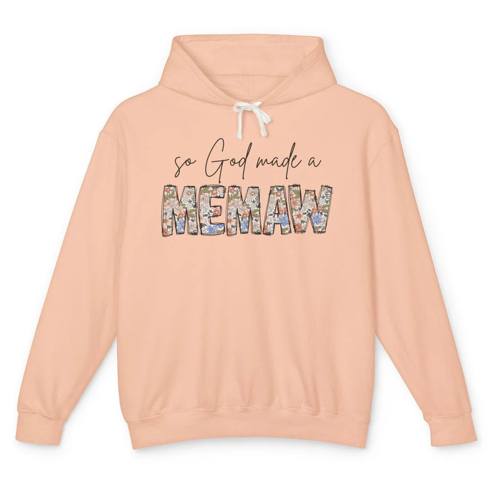 Floral Boho So God Made A Memaw Grandmother Mothers Day Unisex Lightweight Hoodie