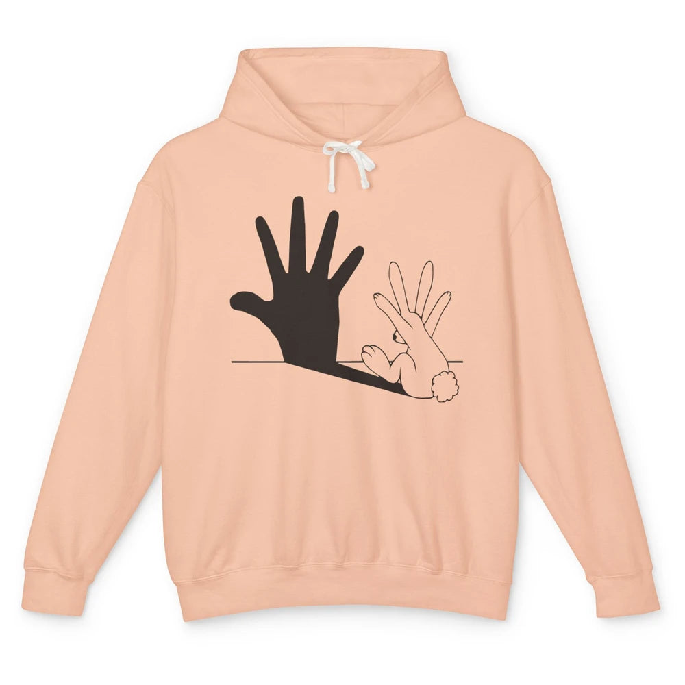 Rabbit Hand Shadow Funny Life Jokes Funny Rabbit Bunny Lover Unisex Lightweight Hoodie