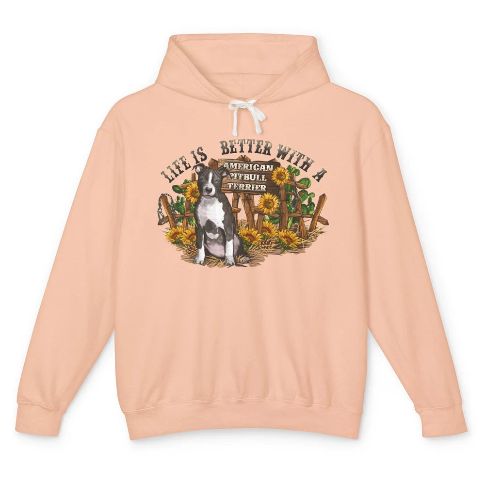 Sunflower Life Is Better With American Pitbull Terrier Mom Unisex Lightweight Hoodie