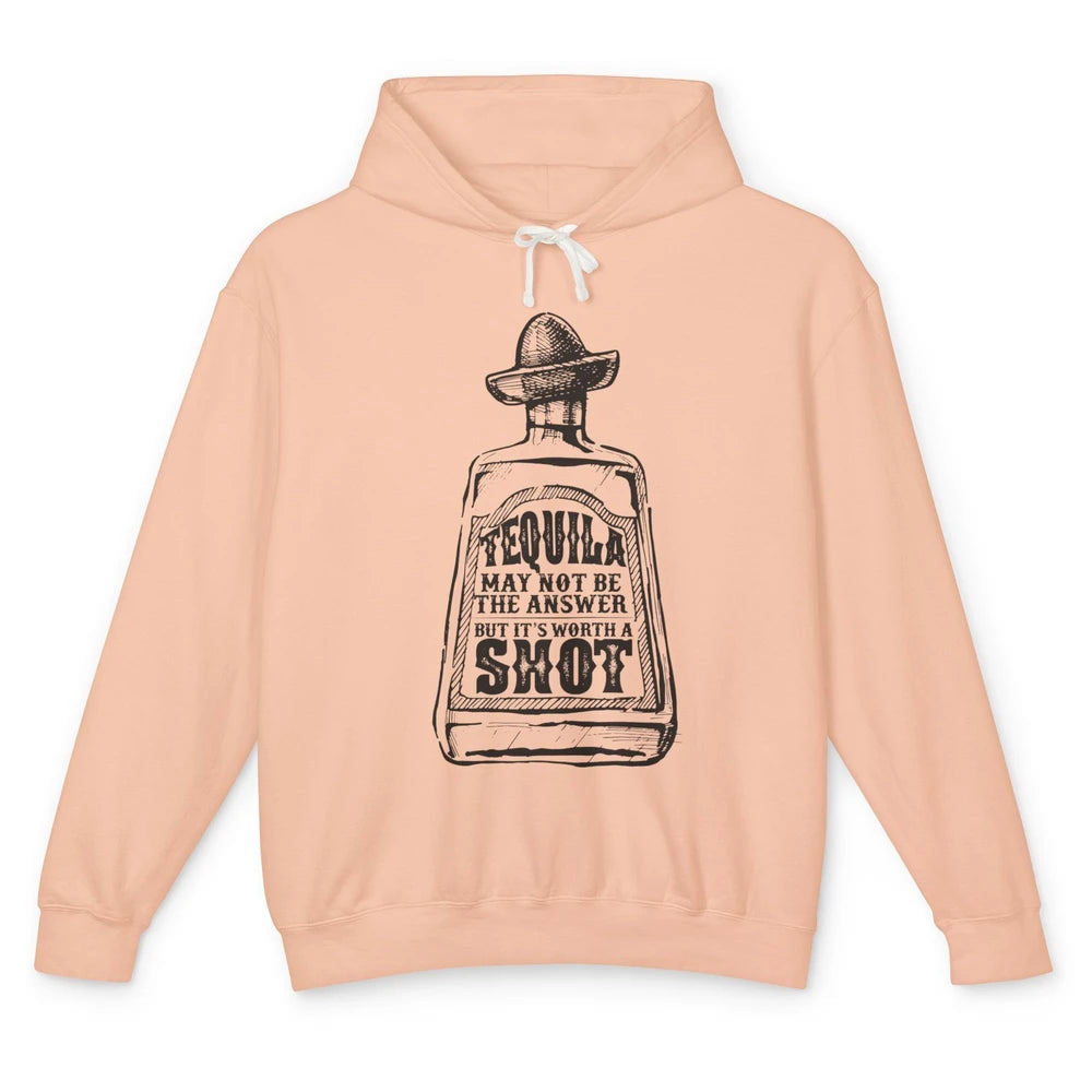 Retro Cowboy Hat Tequila May Not Be Answer Western Country Unisex Lightweight Hoodie