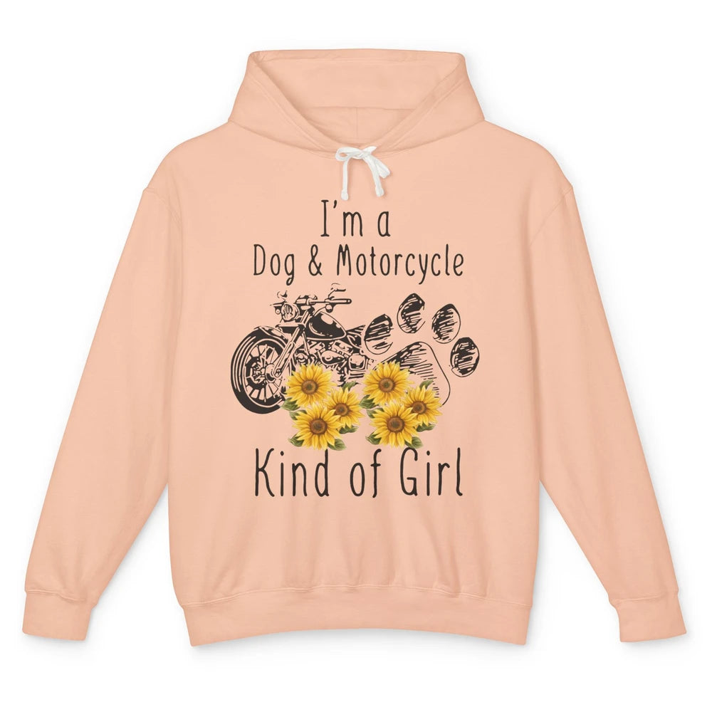 Retro Sunflower Motorbike I'm Dog Motorcycle Kinda Girl Gift Unisex Lightweight Hoodie