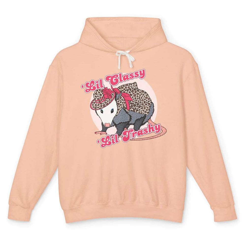 Leopard Possum Lil Classy Lil Trashy Possum Sarcastic Unisex Lightweight Hoodie