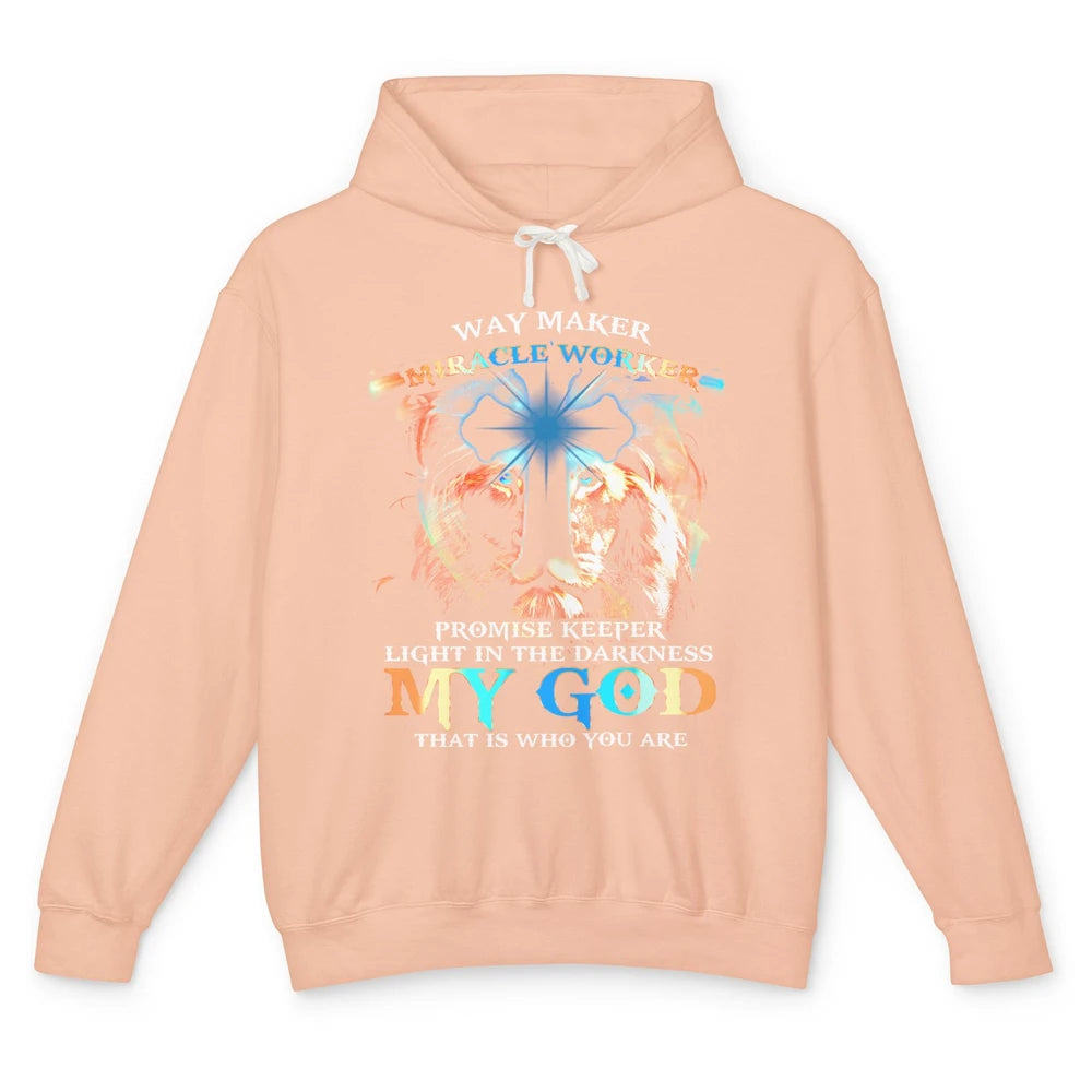 Lion Of Judah Waymaker Miracle Worker Christian Religious Unisex Lightweight Hoodie