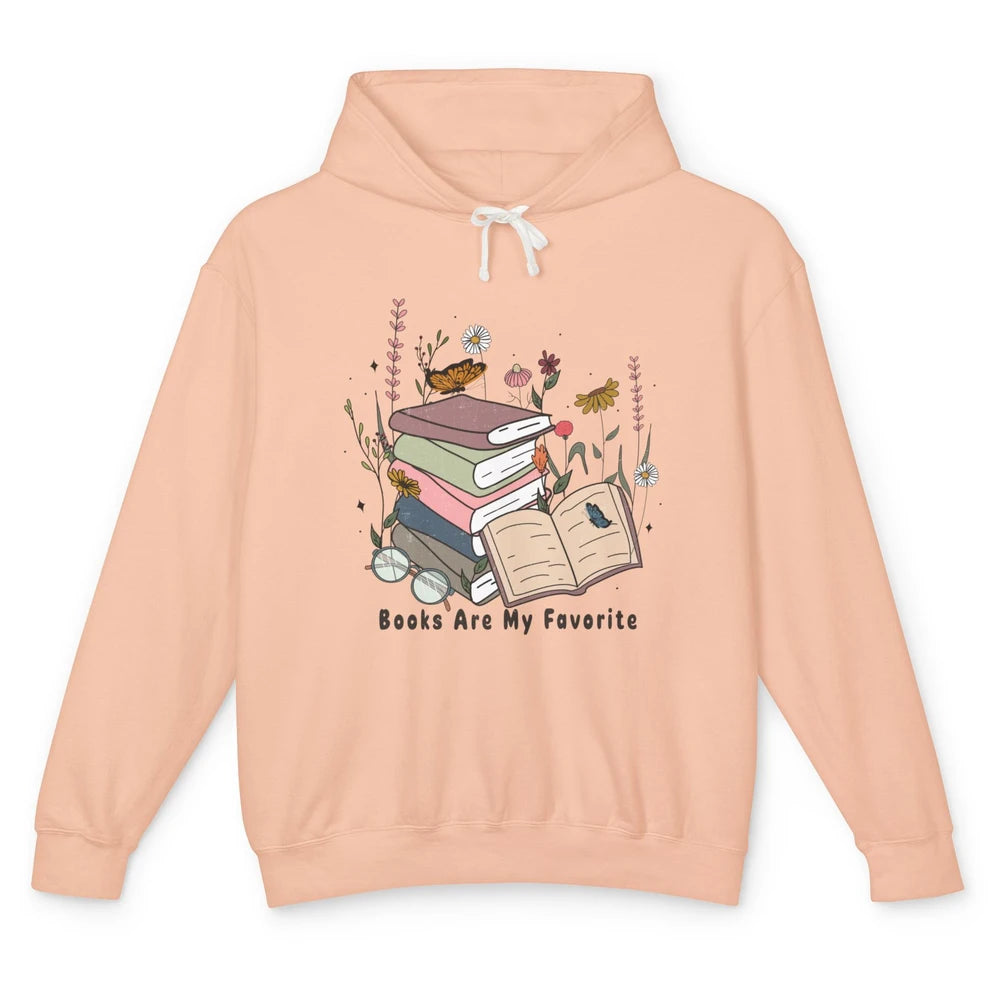 Vintage Books Are My Favorite Floral Bookish Reading Retro Unisex Lightweight Hoodie