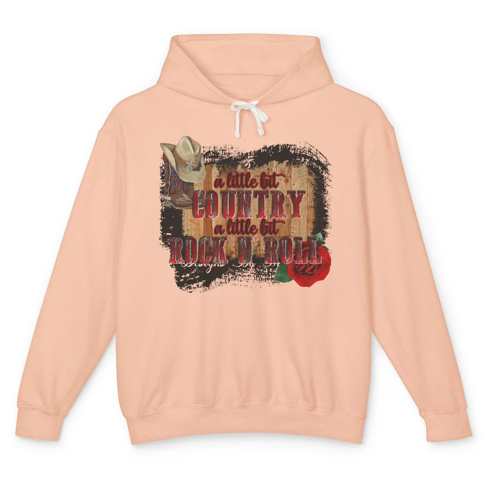 Cowboy Boots Hat A Little Country Little Rock N Roll Western Unisex Lightweight Hoodie