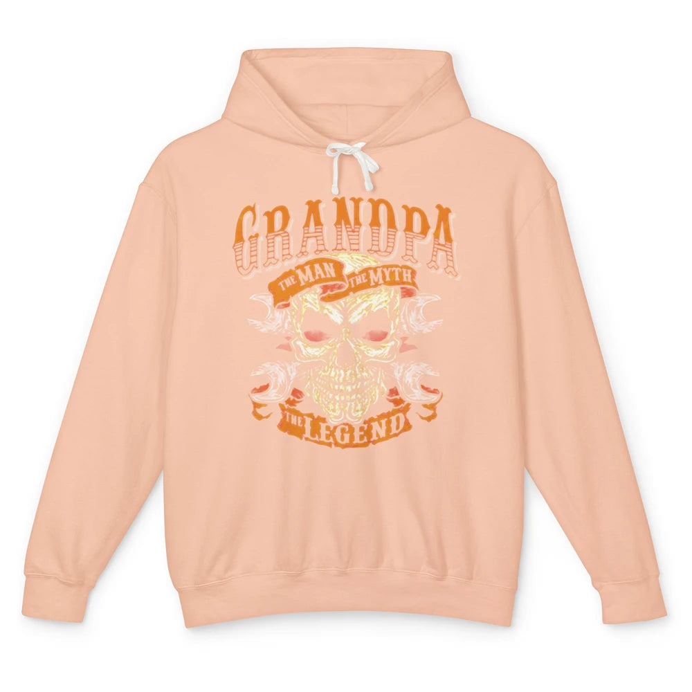 Father's Day Grandpa The Man The Myth The Legend Skull Unisex Lightweight Hoodie