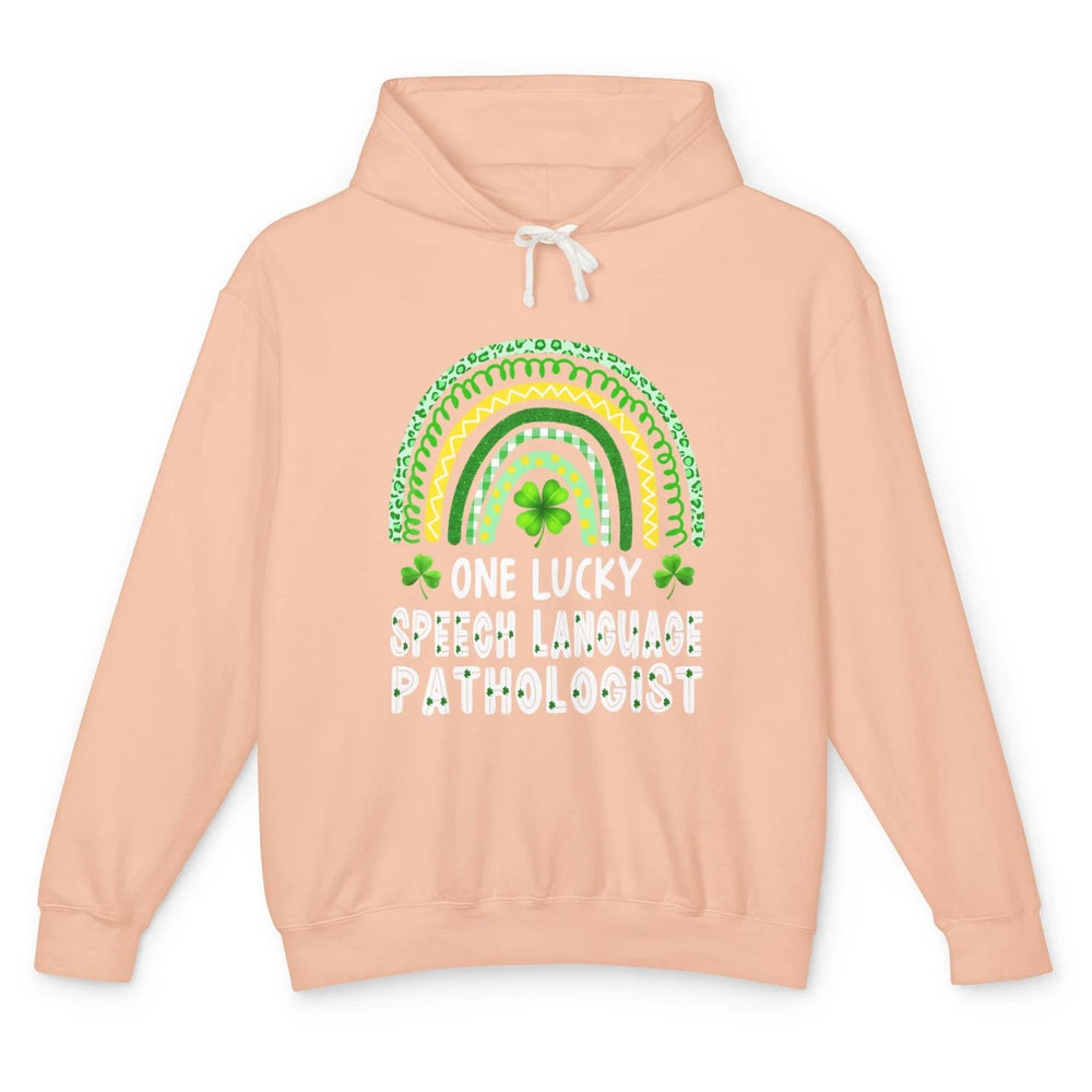 Lucky Speech Language Pathologist SLP Rainbow St Patrick Day Unisex Lightweight Hoodie