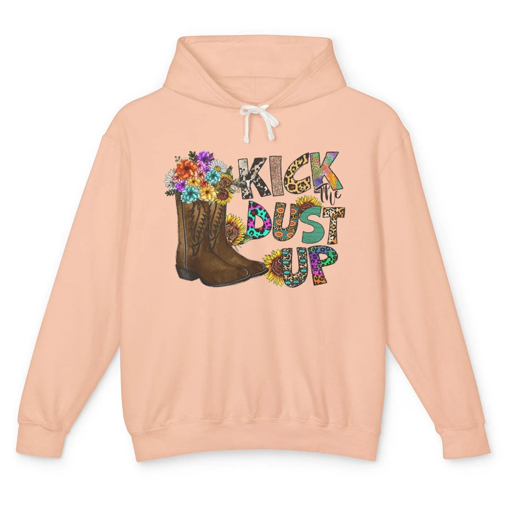 Floral Cowgirl Boots Kick Dust Up Sunflowers Leopard Cowboy Unisex Lightweight Hoodie