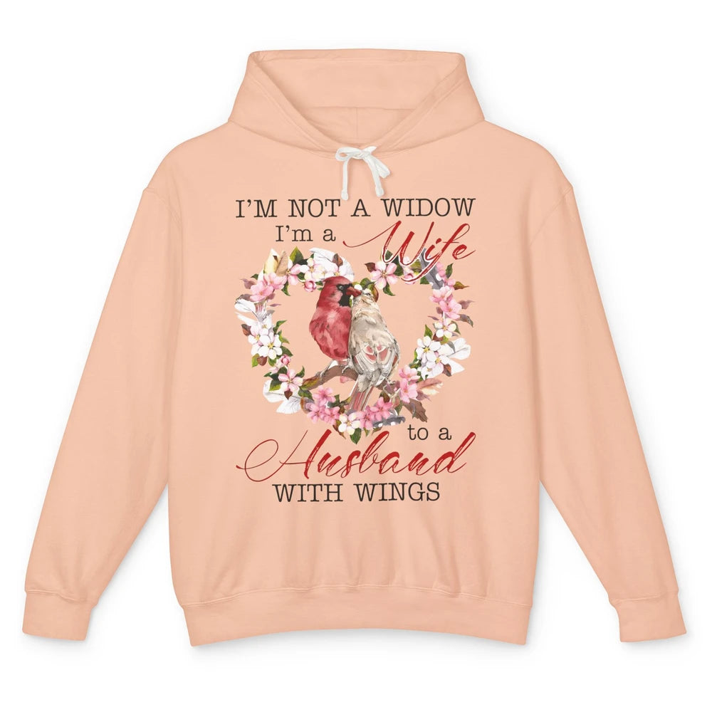 Cardinal Husband In Heaven I'm Not Widow Angel Loving Memory Unisex Lightweight Hoodie