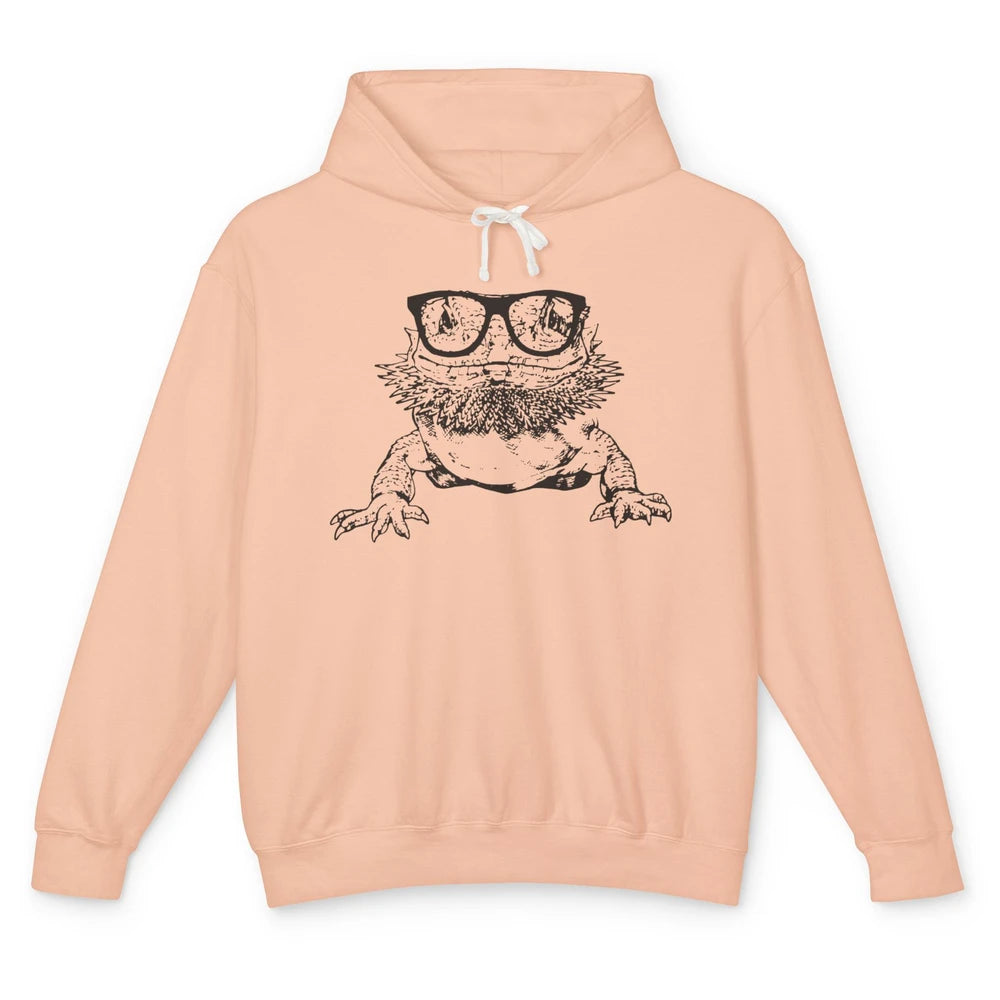 Funny Bearded Dragon Cute Reptile Lizard Nerdy Glass Animal Unisex Lightweight Hoodie