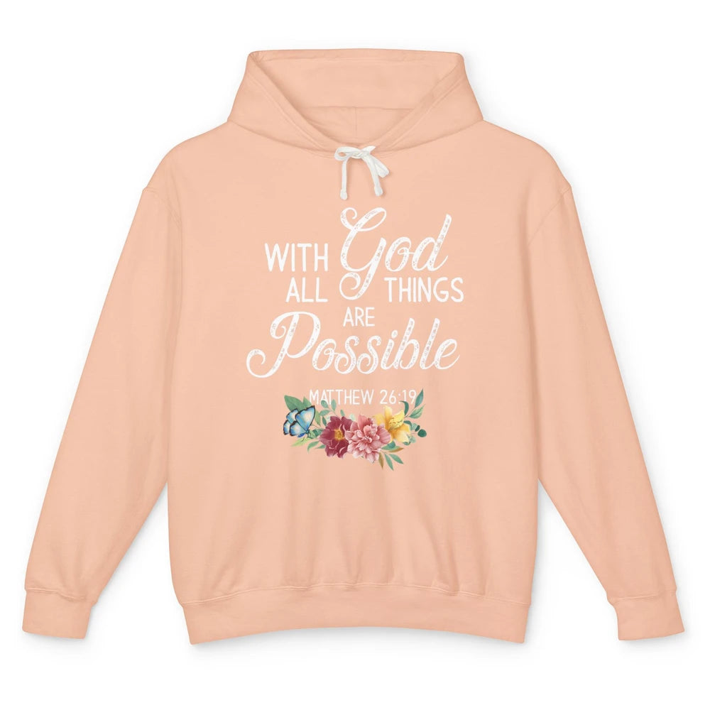 With God All Things Are Possible Jesus Christian Bible Verse Unisex Lightweight Hoodie