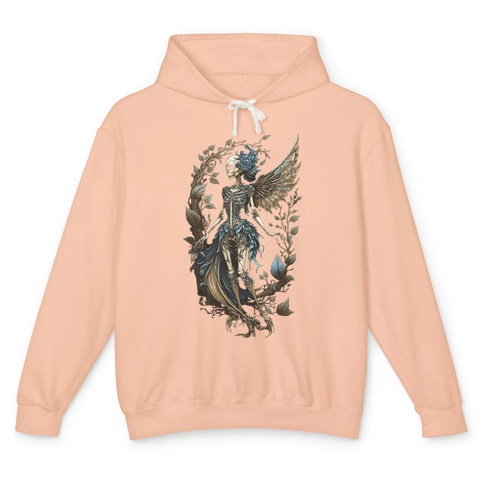 Crescent Fairy Skeleton Witchy Gothic Grunge Halloween Skull Unisex Lightweight Hoodie