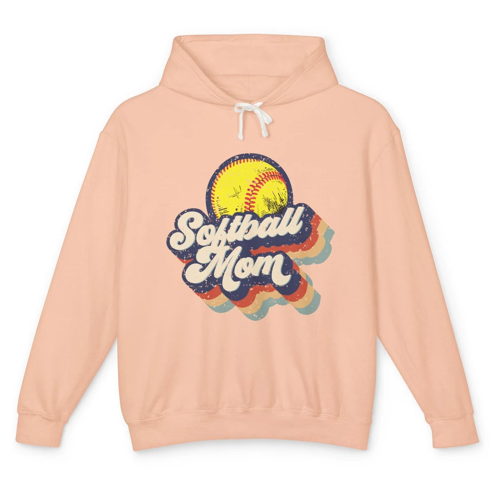 Retro Softball Mom Catcher Pitcher Mothers Softball Player Unisex Lightweight Hoodie