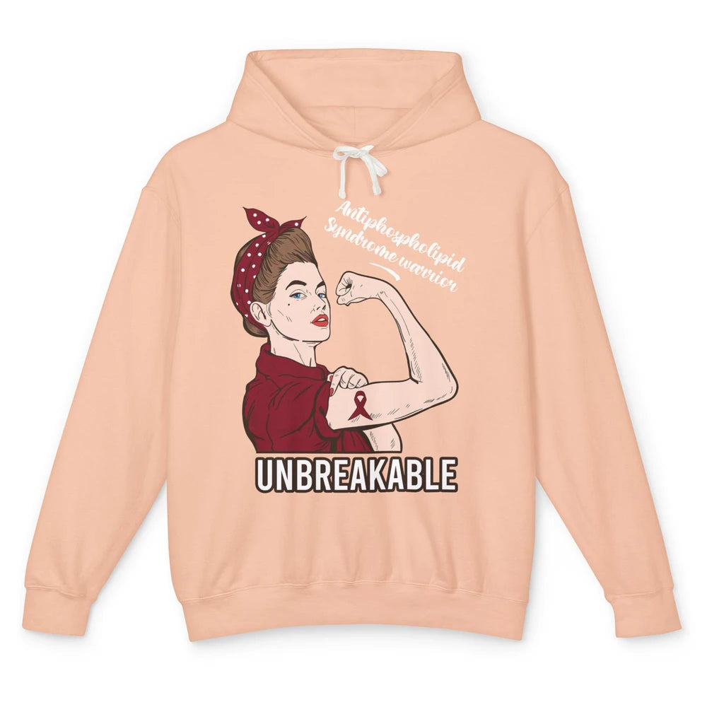 Antiphospholipid Syndrome Ribbon Strong Woman Unbreakable Unisex Lightweight Hoodie