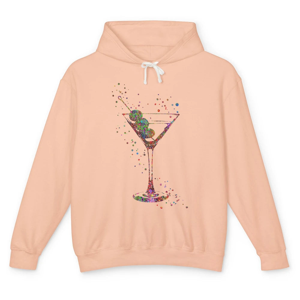 Watercolor Glass Of Martini Cocktails Wine Shot Alcoholic Unisex Lightweight Hoodie