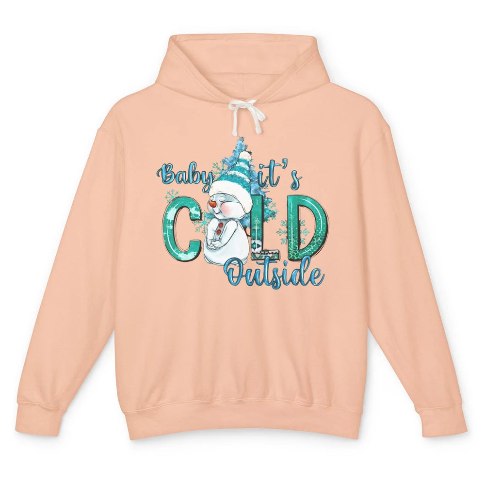 Christmas Cute Snow Man It's Cold Outside Freezing Season Unisex Lightweight Hoodie