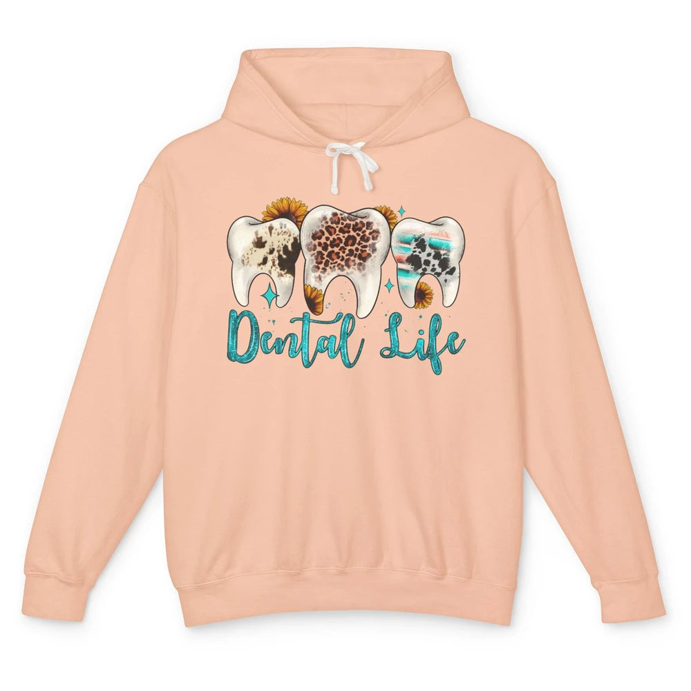 Western Dental Life Tooth Leopard Flower Dentist Hygienist Unisex Lightweight Hoodie