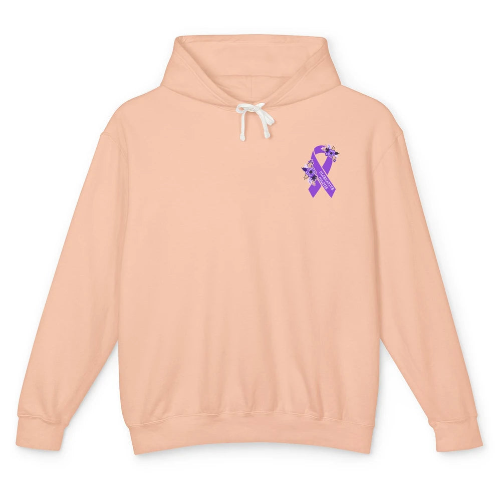 Ulcerative Colitis Awareness Floral Purple Ribbon Colitis Unisex Lightweight Hoodie