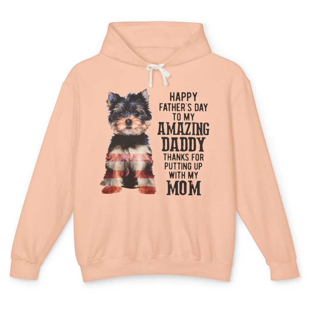 Yorkshire Terrier Fathers Day To My Amazing Dad Yorkie Lover Unisex Lightweight Hoodie