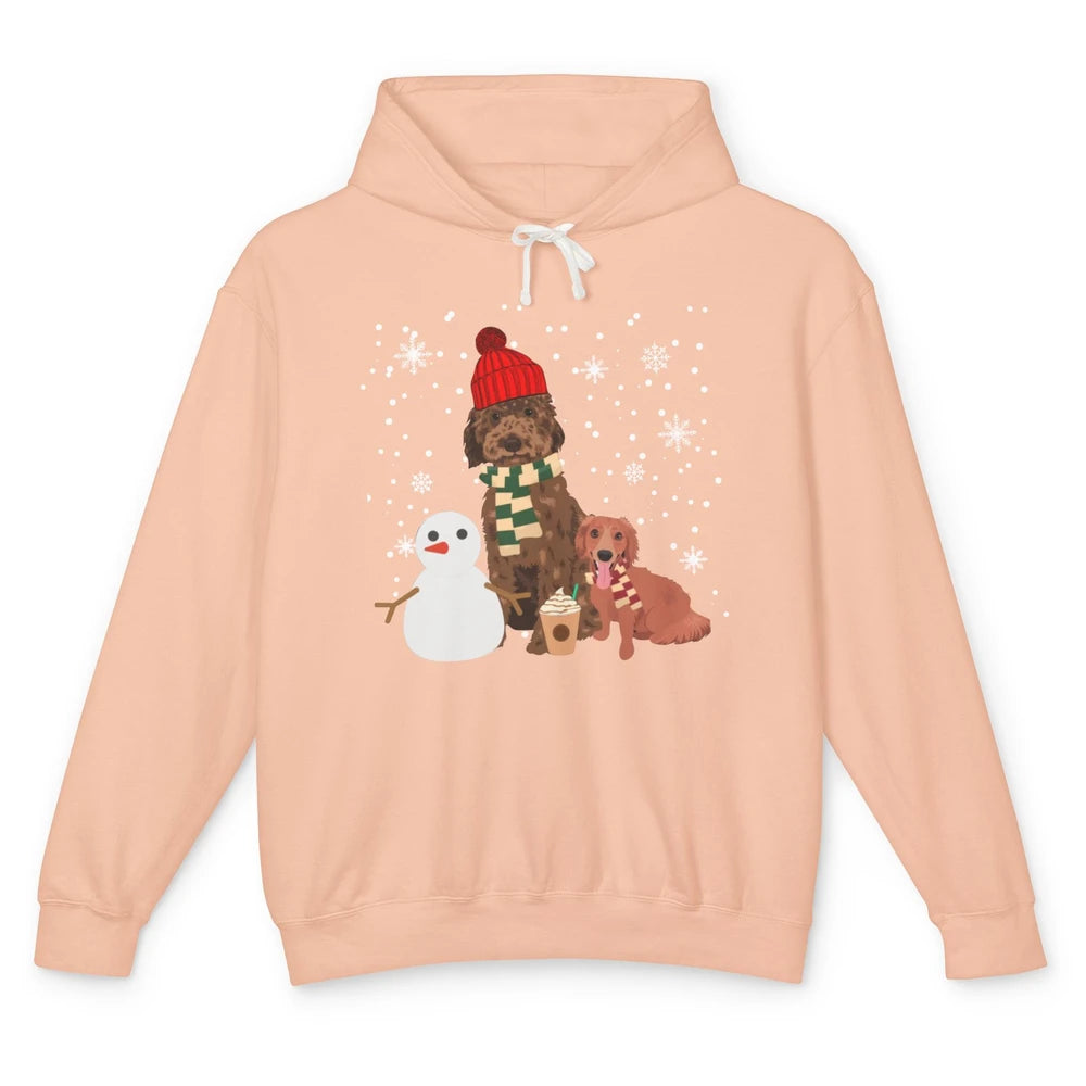 Christmas Goldendoodle Winter Dog Snowman Doodle Xmas Gift Unisex Lightweight Hoodie