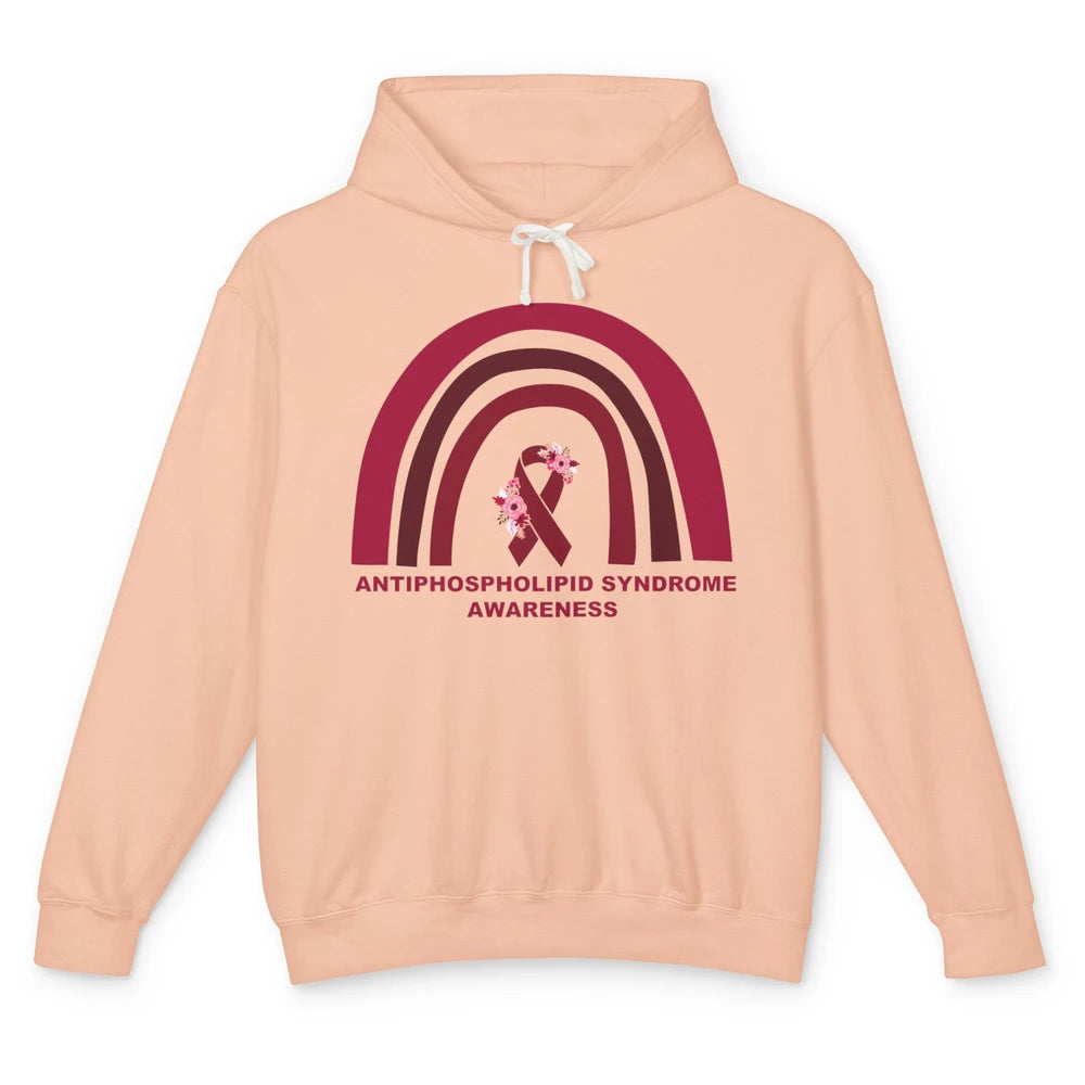 Antiphospholipid Syndrome Awareness APS Burgundy Rainbow Unisex Lightweight Hoodie