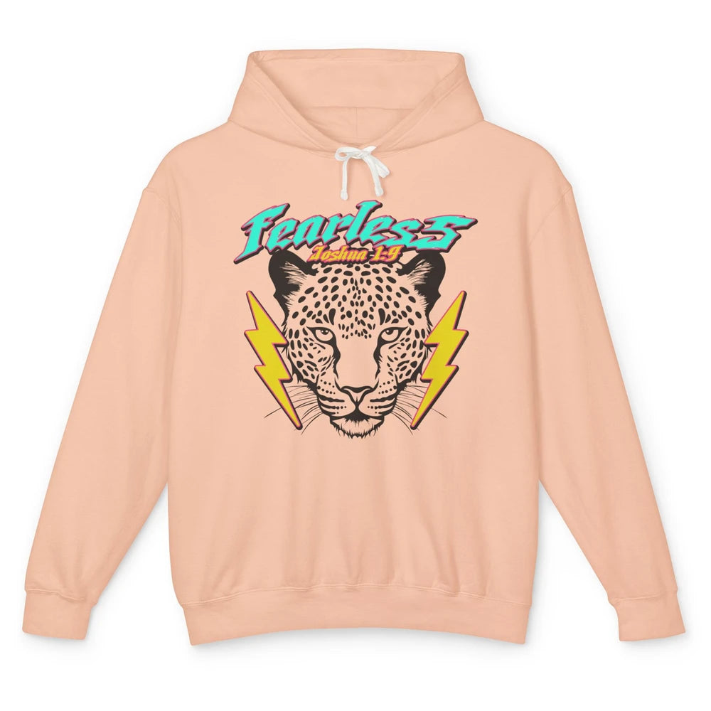 Christian Cheetah Fearless Bible Lightning Bolt Religious Unisex Lightweight Hoodie