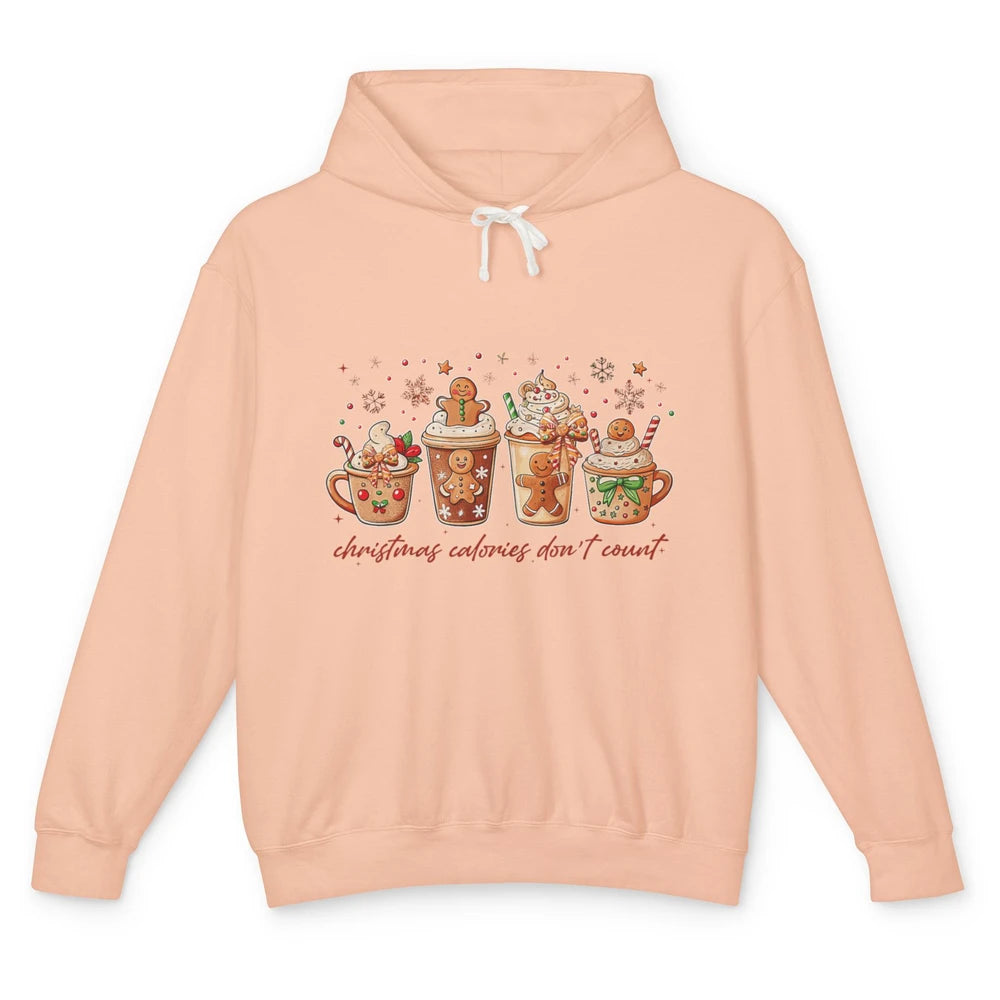 Christmas Calories Not Count Funny Gingerbread Coquette Coffee Xmas Unisex Lightweight Hoodie