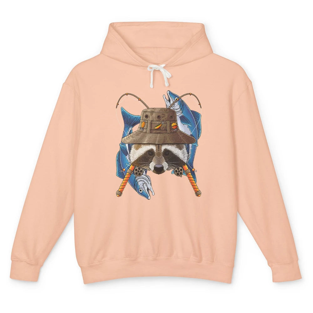 Fishing Raccoon Outdoor Fisherman Animal Vintage Fish Reels Unisex Lightweight Hoodie