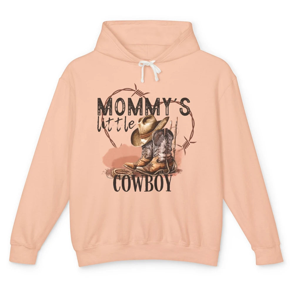 Mommy's Little Cowboy Western Mama Boots Rancher Mother Unisex Lightweight Hoodie