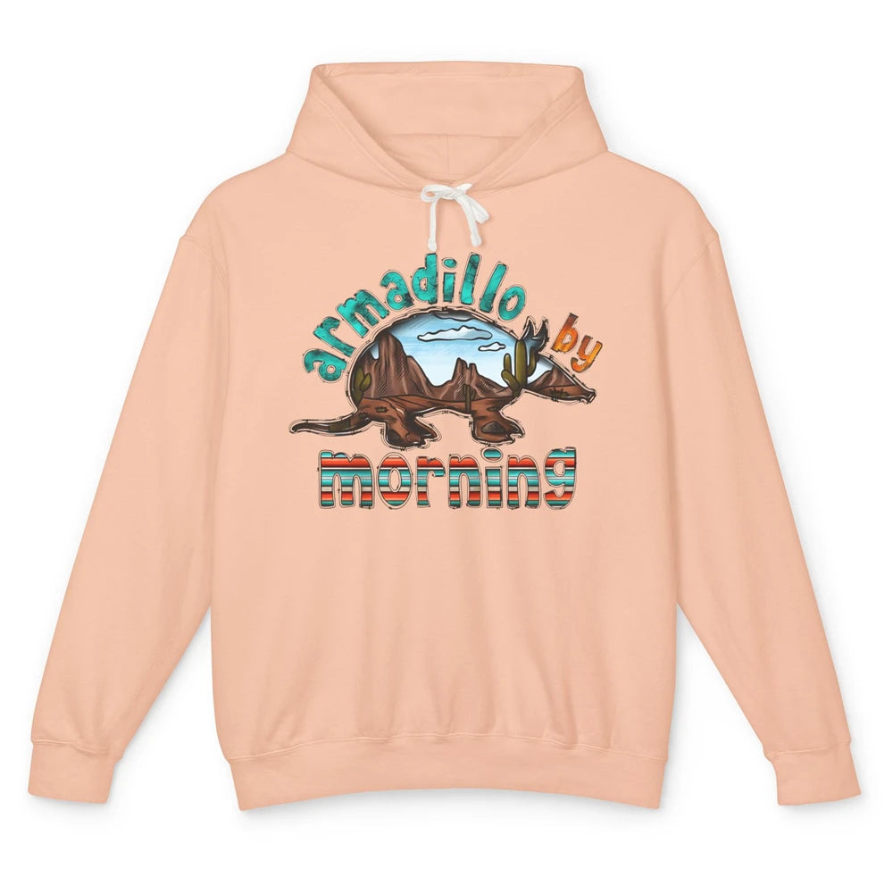 Retro Desert Sunset Armadillo By Morning Western Country Unisex Lightweight Hoodie