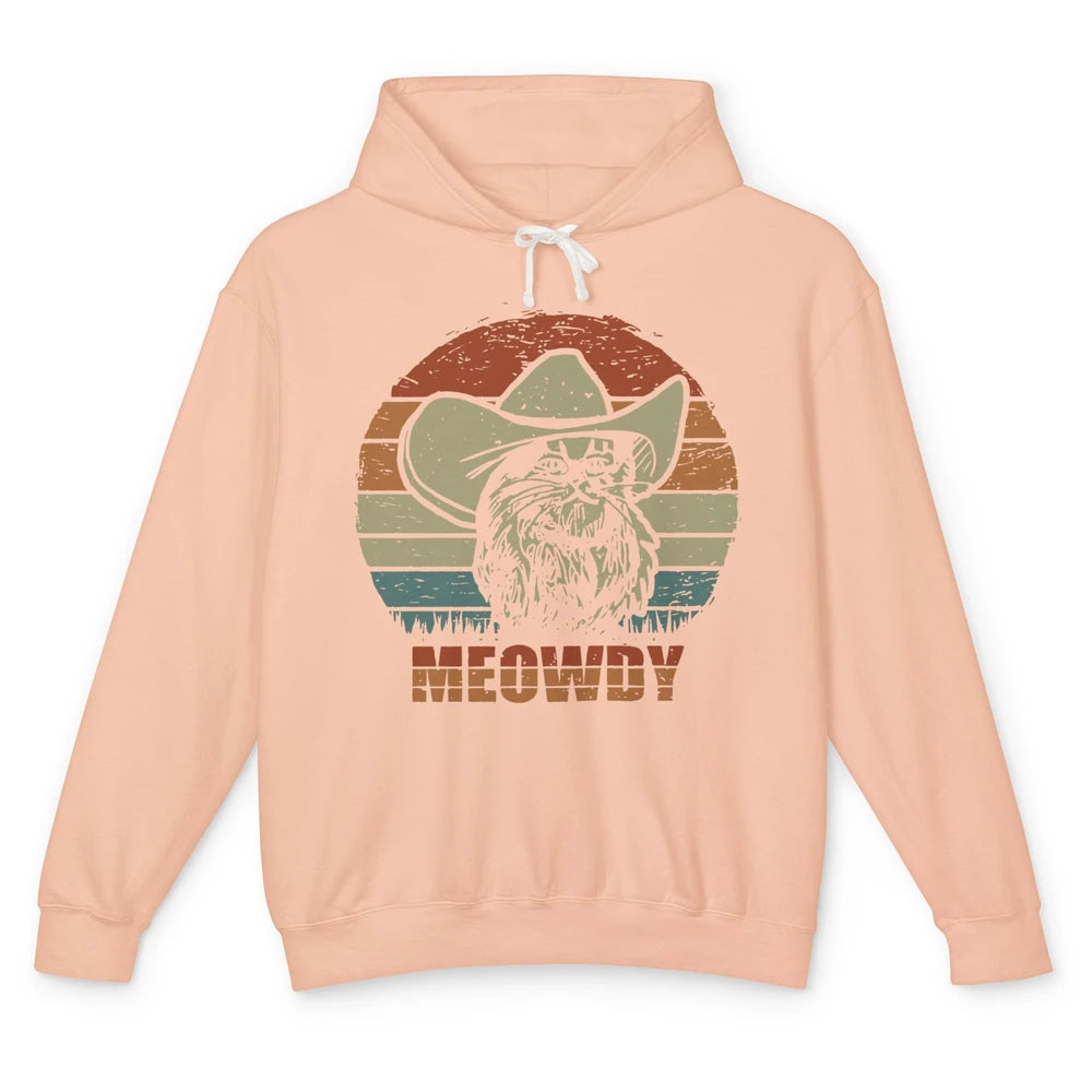 Funny Retro Cat Cowboy Meowdy Western Country Cat Lovers Unisex Lightweight Hoodie