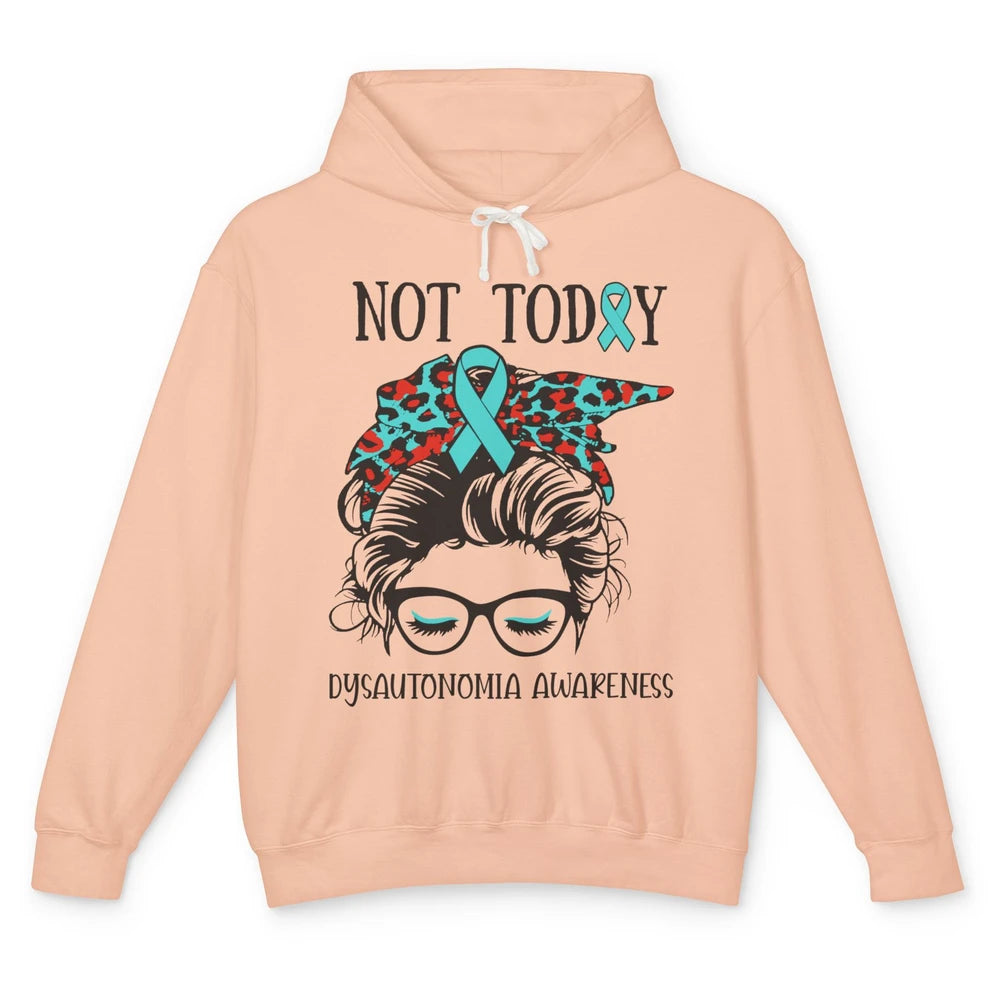 Dysautonomia Awareness Ribbon Not Today Messy Bun Leopard Unisex Lightweight Hoodie